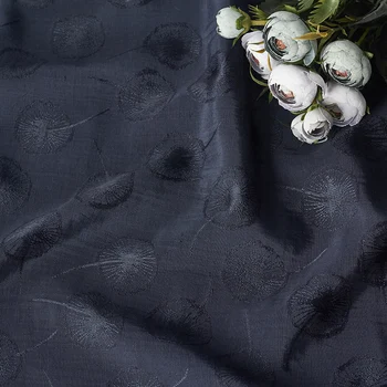Aukštos kokybės Medvilnės ir lino mišinio audinio Kiaulpienių žakardo Tamsiai Mėlyna tissu Suknelė, cheongsam audinio suknelė