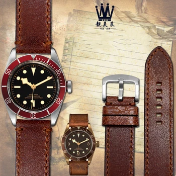 Aukštos kokybės natūralios odos watchband už Tudor M79250BM-0005 iškastinio Vyrų 22mm odos Starps Apyrankė