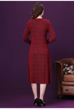Aukštos Kokybės Rudenį Naujas Mados Stilius V-kaklo Plius Dydis Dizaino Raudonos Moterų Elegantiškas Temperamentas Tobulinimo Pokylių Lady Suknelė
