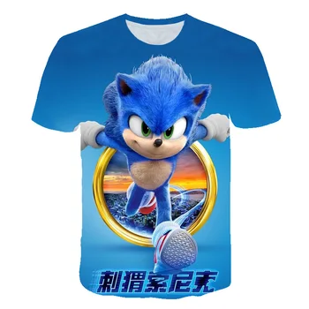 Aukštos kokybės Sonic the Hedgehog, T-Marškinėliai Berniukams, Mergaitėms 3D Animaciją Populiarių filmų Vaikams dėvėti Trumpą Juokingi marškinėliai Vaikams Drabužių