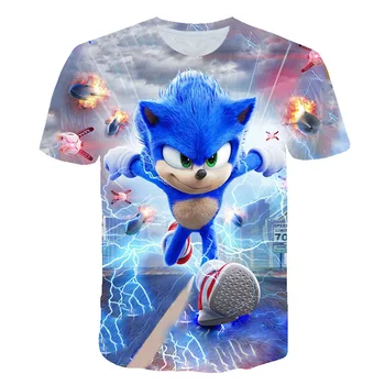 Aukštos kokybės Sonic the Hedgehog, T-Marškinėliai Berniukams, Mergaitėms 3D Animaciją Populiarių filmų Vaikams dėvėti Trumpą Juokingi marškinėliai Vaikams Drabužių