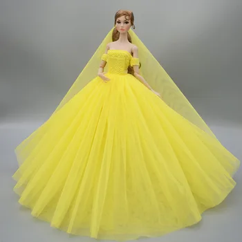Aukštos Kokybės Vestuvių Suknelė Barbie Lėlės Drabužiai Princesė Šalis Suknelė Ilga Suknelė Komplektai Su Šydu 1/6 Lėlės Priedai Vaikas Žaislas