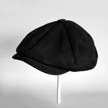 Aukščiausios Klasės Suede Newsboy Kepurės Mens Pilka Negabaritinių galvos perimetras Butas Kepurės Moterims, Britų Gatsby Bžūp Rudenį, Žiemą Kepurės BLM114