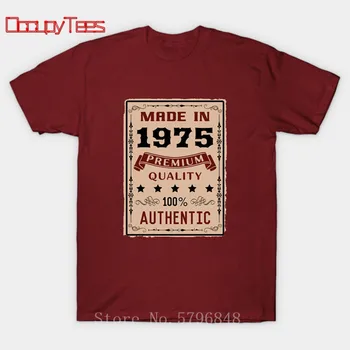 Aukščiausios kokybės, Autentiškas, Pagamintas 1975 m. T shirt vyrai Derliaus Gimęs 1975 m., Originalios Dalys, T-shirt Retro Gimtadienio dovana teeshirt