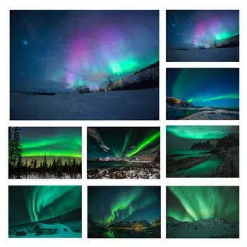 Aurora Borealis Visą Spausdinimo Naujas Mados Aurora Polaris Drobės Tapybos Polar Šviesos Plakatas Šiaurės Šalių Šiuolaikinio Namų Puošybai