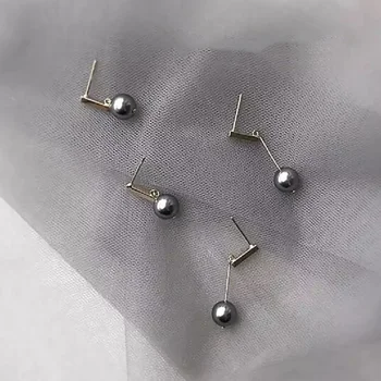 Auskarai moterims 2019 mažos tamsiai pilka juoda perlų auskarai aukso importo alergijos stud auskarai madinga