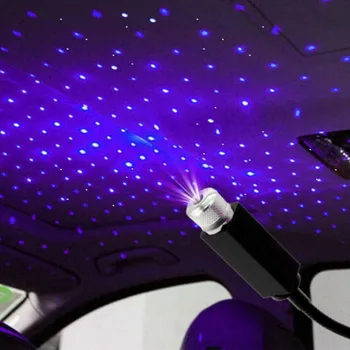 Auto Automobilis LED Stogo Star Naktį Šviesos Projektorius Atmosfera Aišku, Lempa USB Dekoratyvinės Lempos, Kolonėlė Kelių Apšvietimo Efektai LED