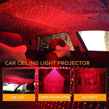 Auto Automobilis LED Stogo Star Naktį Šviesos Projektorius Atmosfera Aišku, Lempa USB Dekoratyvinės Lempos, Kolonėlė Kelių Apšvietimo Efektai LED