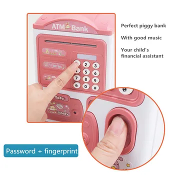 Automatinis Elektroninių Piggy Bank ATM Slaptažodį taupyklė Pinigų Monetos Taupymo Dėžutė BANKOMATŲ Banko seifo Automatinė Indėlių Banknotų Žaislai