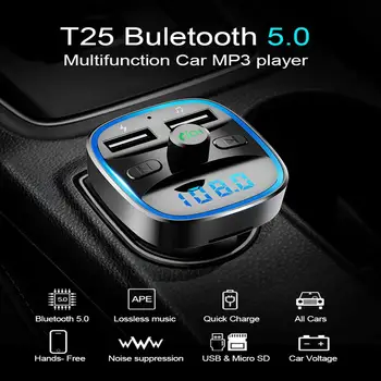 Automobilinis FM Siųstuvas Bluetooth 5.0 Automobilio Radijo Imtuvą, MP3 Grotuvą Dvigubas USB Automobilinis Įkroviklis, U Disko TF Kortelė, laisvų Rankų Skambinti