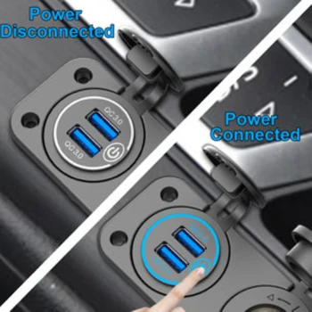 Automobilinis Įkroviklis Greitai Įkrauti USB 3.0 automobilių lizdas vandeniui QC 3.0 dvigubas USB automobilinis įkroviklis su sensoriniu jungikliu ir 200W cigarečių žiebtuvėlis