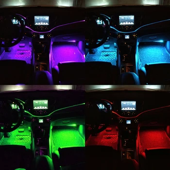 Automobilio LED Interjero Juostelės Šviesos, 16 Mln. Spalvų, 5 1, 6M Optinio Pluošto, Daugiaspalvis RGB Garso Aktyvus Atmosferos, Aplinkos Šviesos