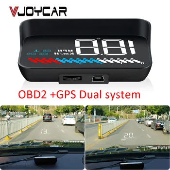 Automobilio OBD GPS Hud Spidometras M7 Head Up Display OBD M8 prekinis, galinis Stiklo Projektorius, Skaitmeninis Greičio Projekcija Su Saulės Kapoto Laikiklis Laikiklis