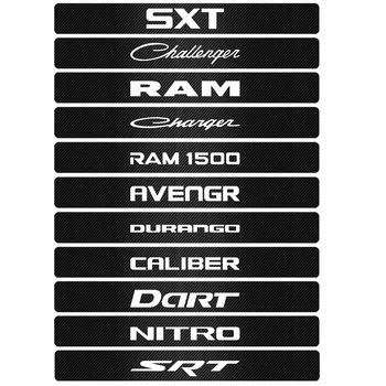 Automobilio stilius 4pcs/Set Durų Slenksčio Raštas Anglies pluošto Lipdukas Dodge RAM 1500 Įkroviklis SXT Challenger SRT Auto Lipdukai, Emblemos