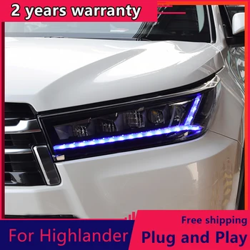 Automobilio Stilius Toyota Highlander Žibintai 2018 Naujas Kluger DRL artimąsias Aukštas Šviesos LED Dinaminis posūkio signalo