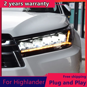 Automobilio Stilius Toyota Highlander Žibintai 2018 Naujas Kluger DRL artimąsias Aukštas Šviesos LED Dinaminis posūkio signalo