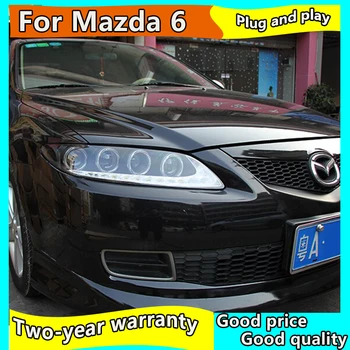 Automobilio Stilius už Mazda 6 Žibintai 2004-2013 Mazda6 LED Žibintų Angel Eye DRL Bi Xenon Objektyvas Didelis artimąsias automobilių Stovėjimo aikštelė