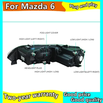Automobilio Stilius už Mazda 6 Žibintai 2004-2013 Mazda6 LED Žibintų Angel Eye DRL Bi Xenon Objektyvas Didelis artimąsias automobilių Stovėjimo aikštelė