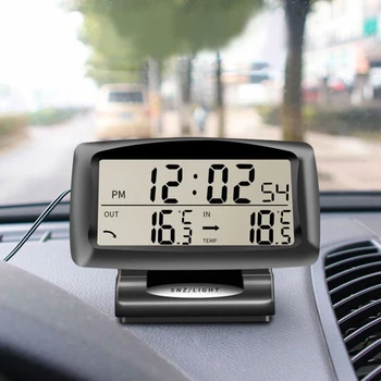 Automobilio Termometras Skaitmeninis Drėgmėmačiu Oras Stotis Žadintuvas LCD Ekranas Automobilio Termometras Auto Transporto priemonės Temperatūros Indikatorius