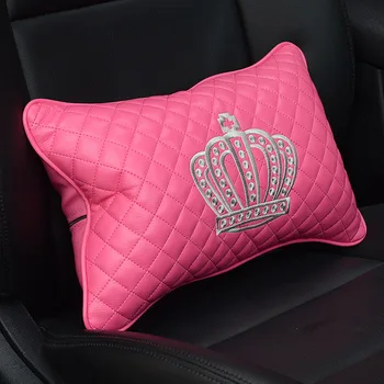 Automobilių aksesuarų, interjero rožinis merginų, moterų oda Karūna pagalvėlės kaklo pagalvė visiškai serijos bmw e46 e60 e90 f10 vw golf