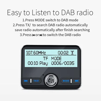 Automobilių DAB Radijo Imtuvas su Antena FM Siųstuvas Bluetooth 4.2 Handfree Automobilinis Aux Išvesties QC 3.0 Greitas Įkroviklis Parama TF Kortelę