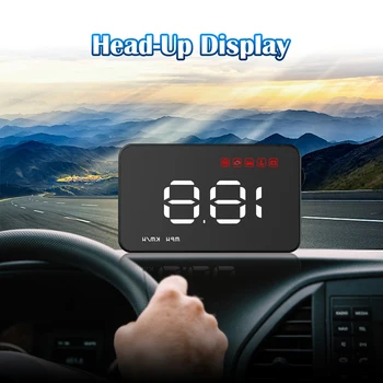 Automobilių HUD Head Up Display OBD2 II EUOBD Spidometro greičio viršijimo Perspėjimo Sistema, Projektorius prekinis, galinis Stiklo Auto Elektroninių Įtampos Signalas