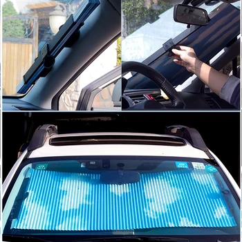 Automobilių Langų skėtį nuo saulės Ištraukiama Sulankstomas priekinio, galinio Stiklo skėtį nuo saulės Dengiamasis Skydas Užuolaidų Auto Saulės Pavėsyje Blokuoti Anti-UV Automobilių susukamos