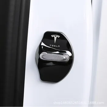 Automobilių Stiliaus automobilių durų spynos dangtelį Auto Emblemų Atveju Tesla modelis 3 modelis Y stiliaus Roadster automobilių Reikmenys 4PCS
