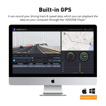 AZDOME Mini GS65H Automobilių 1080P DVR Dual Objektyvas, 720P, Galinio vaizdo Kamera, Naktinio Matymo Vaizdo įrašymo 24H Stovėjimo Režimas GPS Brūkšnys Fotoaparatas