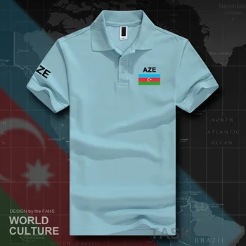 Azerbaidžano azerbaidžano polo marškinėliai vyrams trumpomis rankovėmis balti ženklai spausdinami šalies 2017 medvilnės tauta komandos vėliava naują atsitiktinis AZE