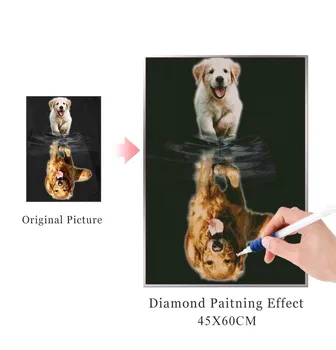 AZQSD Diamond Siuvinėjimo Gyvūnų Dramblys Diamond Tapybos Atspindys 5D 
