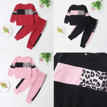 Baby Girl Drabužiai Mergaitėms Nustatyti Leopard Print Long Sleeve Top + Džinsai Komplektus 2vnt Drabužių Cool Girl Kostiumas For2-6 metų Amžiaus