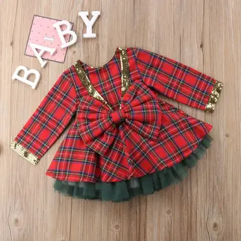 Baby Girl Naujųjų Metų Princesė Dress Nustatyti Bamblys Vaikų Mergaičių Gražių Kalėdų Pledas Suknelė Backless Lankas 2vnt Kalėdų Blizgučiai Komplektai Rinkinys