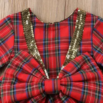 Baby Girl Naujųjų Metų Princesė Dress Nustatyti Bamblys Vaikų Mergaičių Gražių Kalėdų Pledas Suknelė Backless Lankas 2vnt Kalėdų Blizgučiai Komplektai Rinkinys