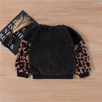 Baby Girl Pliušinis Megztinis, Leopardas Spausdinti Prarasti Versija Storas Šiltas Klasikinis Turas Kaklo Pavasario ir Rudens Drabužių
