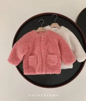 Baby Girl Vilnos Paltai 2019 Korėjos Nauja Vaikiška Mergaitė Outwear Vaikų Mergaičių Mielas Mielas Striukės Bamblys Mergina Vilnos Kailis Kalėdų Paltai