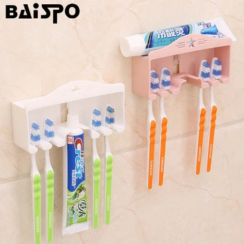BAISPO kūrybos sieniniai stalčiuko vinis-nemokamą dantų šepetėlį turėtojas, vonios kambarys nustatyti, multi-funkcija, dantų pasta, dantų šepetėlis laikiklis