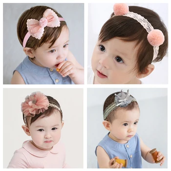 BalleenShiny 3Pcs Baby Princess Handband Nėrinių Rožių Gėlių Galvos Priedai Bamblys Bowknot Elastinga galvos Apdangalai Photograp Rekvizitai