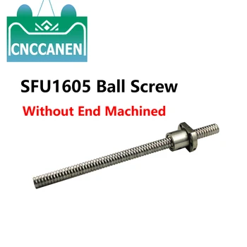 Ballscrew SFU1605 150 200 250mm 300 350 400 450 500 550 2000 mm RM1605 Valcavimo Kamuolys Varžtą C7 be Galo Apdirbti & Kamuolys Veržle CNC dalis