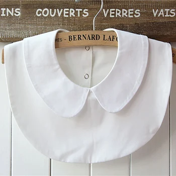 Balta Juoda Palaidinė Priedai moterų dekoratyvinis medvilnės marškinėliai netikrą apykaklę puošia Mados marškinėliai literatūros netikrą lėlė laukinių apykaklės
