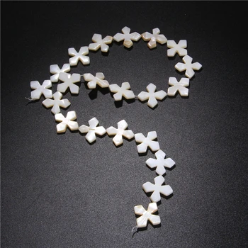 Baltos Spalvos Natūralių Motina Pearl Shell Karoliukai Kryžiaus Gėlių Formos Korpuso Karoliukai Papuošalai Priėmimo Apyrankės, Karoliai, Auskarai