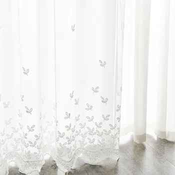 Baltųjų Gėlių Siuvinėtas Tiulis Užuolaidų, Už Kambarį Subtilus, Elegantiškas Dobilų Skaidri Organza Audinio Balkonas Tende M242C