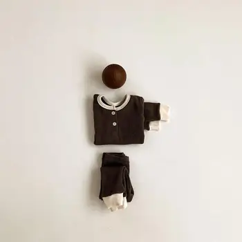 Bamblys Baby Girl Berniuko Drabužių Nustatyti Medvilnės ilgomis Rankovėmis Viršūnes T-shirt Antblauzdžiai Kelnės Komplektus Rudenį Kūdikių Drabužiai Nustatytas 0-24M