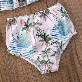 Bamblys Baby Vaikų Mergaičių maudymosi kostiumėlį, Gėlėti maudymosi Kostiumėliai, Kokoso medžio spausdinti vasaros maudymosi kostiumas, Paplūdimio 2VNT Komplektus Drabužių