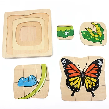 Bamblys Montessori Mokslo Žaislai Gyvavimo Ciklo Drugelis Augti 3D Puzzle Kolegijos Ikimokyklinio amžiaus Kūdikių Gyvūnų ir Gamtos Darželis