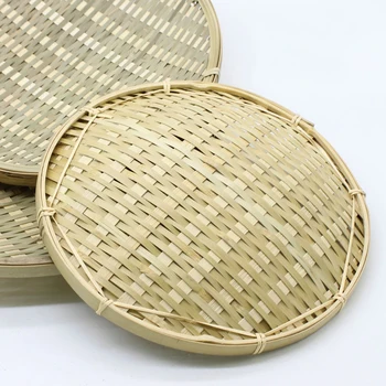 Bambuko rankų darbo bambuko pynimo saugojimo krepšys apskrito gauna atveju vaisių plokštė dubenį džiovinimo śmietniczka narve bakalėja organizatorius-66850