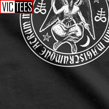 Baphomet Šėtoniškas Kryžius Su Kruša Šėtonas Marškinėlius vyriški Medvilniniai Juokinga T-Shirt Šėtono Liuciferio Velnias Raganavimas s