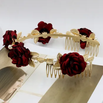 Baroko Super pasakų ekrano užsklandą po perdedu-tikrai graži metalo Gėlių Drugelis plaukų šukos nuotakos tiara 720