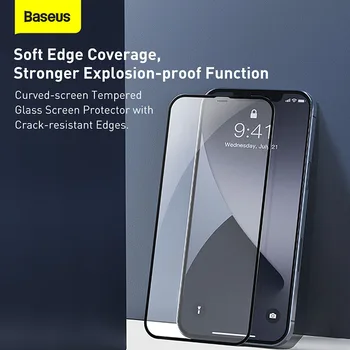 Baseus 2vnt 0.23 mm Grūdintas Stiklas iPhone 12 11 Pro XS Max XR X Pilnas draudimas Screen Protector, iPhone 12 Pro Max Stiklo Plėvelės