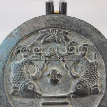 Bauda antikvariniai bronzos veidrodis Han Dinastijos Žuvys